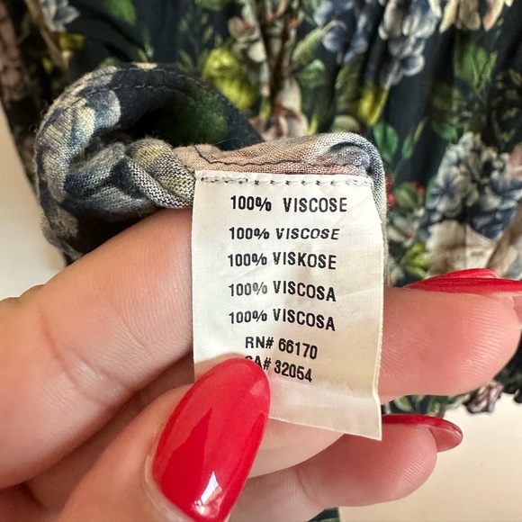 Bl^nk London x Anthropologie STEPHANIE XS Blue Green Floral V-Neck Long Sleeve - Picture 6 of 6